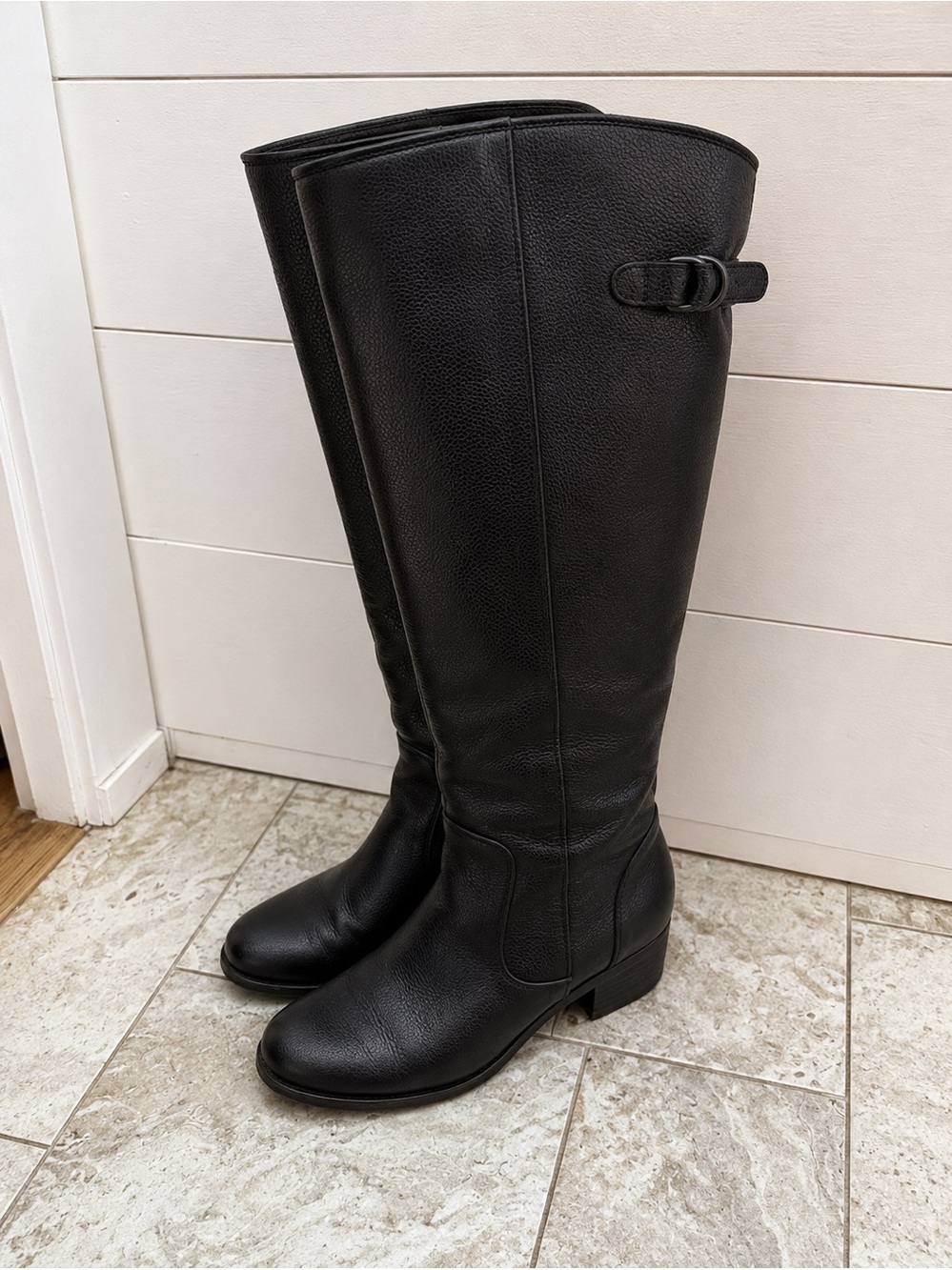 Women's Tall Black Heeled Riding Boots